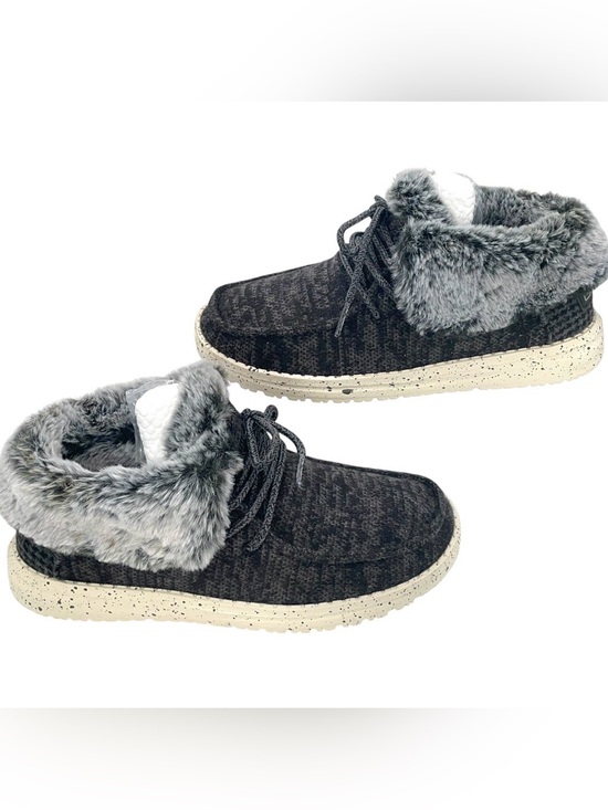 Hey Dude Shoes - Hey Dude Wendy Fur Lined Black Gray Women’s Size 5 Cozy Shoes